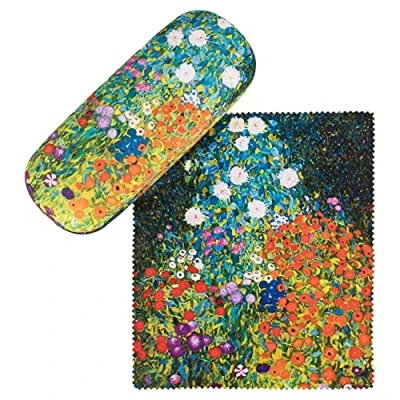 Image of VON LILIENFELD Glasses Case Gustav Klimt: Flower Garden Present Cleaning Cloth Spectacle Cases Lightweight Stable Art
