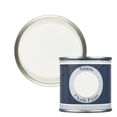 Image of Vintro Paint White Chalk Furniture Shabby Chic Ultra Matt Finish 125ml (Crystal White, 125ml)