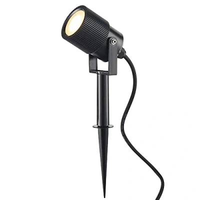 Image of Saxby Triton Outdoor Floor Spike Frosted &amp; Black IP65