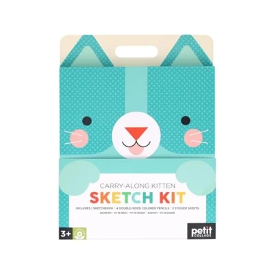 Image of Petit Collage: Carry Along Kitten Sketch Kit Includes 100 Pages and Over 70 Colorful Stickers Packed in a Carrying Case for Art On The Go Great Ages 3+