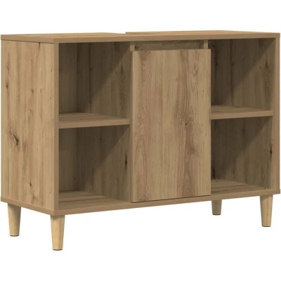 Image of vidaXL Bathroom Cabinet Artisian Oak 80x33x60 cm Engineered Wood