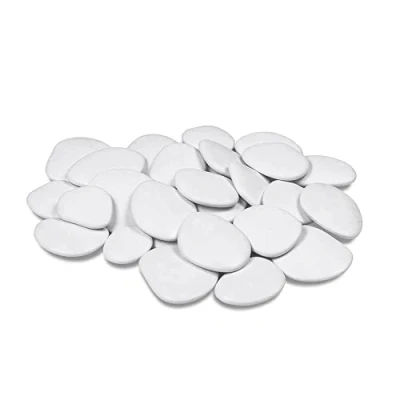 Image of Kalapanta Large size recycled plastic decorative pebbles for pots, paint, aquariums, garden, mini pack, rock painting, white