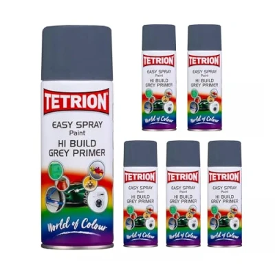 Image of Tetrion Easy Spray Paint, Hi Build Grey Primer, 400 ml (Pack of 6)