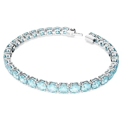 Image of Swarovski Matrix Tennis Bracelet Round CUT Bracelet, Women&#039;s, Size: Medium, Blue