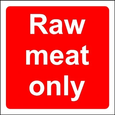 Image of 100mmx100mm Raw Meat sign (Self Adhesive Sticker Label Sign)