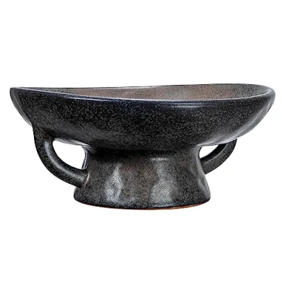 Image of Creative Co Op Stoneware Handle and Base, Black Reactive Glaze Bowl