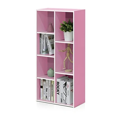 Image of Furinno Luder 7 Cube Reversible Open Shelf, White/Pink
