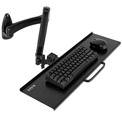 Image of VIVO Sit Stand 24 Inch Pneumatic Spring Keyboard and Mouse Tray Wall Mount, Counterbalance Height Adjustable Typing Platform, Ergonomic Tilt, Neutral Writing Position, Black, MOUNT KB35A