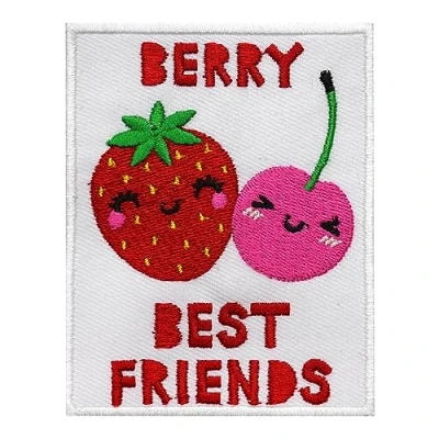 Image of Berry Best Friends Patch, Humurous Embroidered Iron on Sew Patch Badge for Clothes etc. 9x7 cm