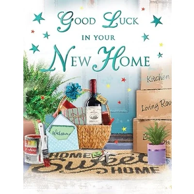 Image of Regal Publishing Good Luck in Your New Home Card Basket 8 x 6 inches