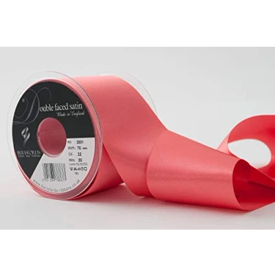 Image of Berisfords Satin Ribbon, Coral, 70 mm