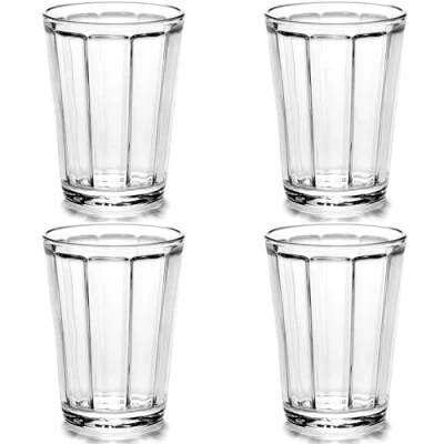 Image of Serax Medium Whiskey Glasses Drinking Set of 4 Surface Glassware by Sergio Herman Clear Glass Tumbler Cups Without Lids Home Essentials, Cocktail Whisky Beer Juice Water