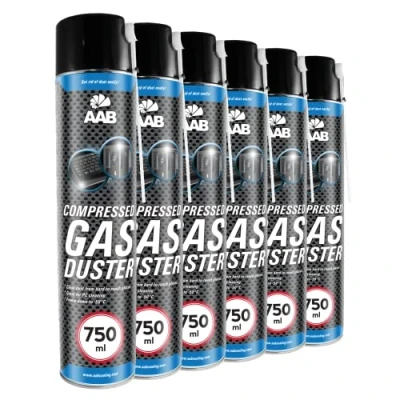 Image of 6 x AABCOOLING Compressed Gas Duster 750ml Air for Cleaning Computer, Keyboard, and Other Office Equipment, Laptop Cleaner, PC Kit, Duster, Can of Air, Aerosol, Canned