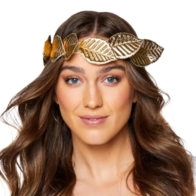 Image of Gold fabric Leaf Headband