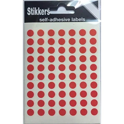 Image of 490 Red 8mm Sticky Coloured Dots Easy Peel Self Adhesive Colour Coding Round Labels Circle Stickers
