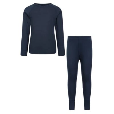 Image of Mountain Warehouse Talus Kids Base Layer Top Breathable &amp; Lightweight Moisture Wicking Baselayers, Boys Girls Autumn Winter, Outdoors, Travelling Hiking Navy Size 9 10 Years