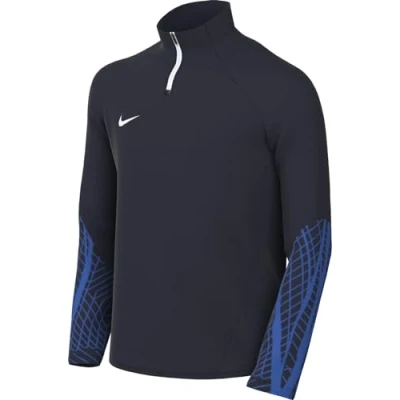 Image of NIKE, Big Kids&#039; Soccer Drill Top (Stock), Calcium Thermal Shirt, Obsidian/Obsidian/Royal Blue/White, M, Unisex Child