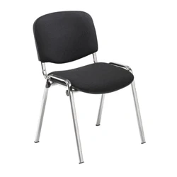 Image of Club Stacking Chair Fabric Chrome Frame Black CH0503BK
