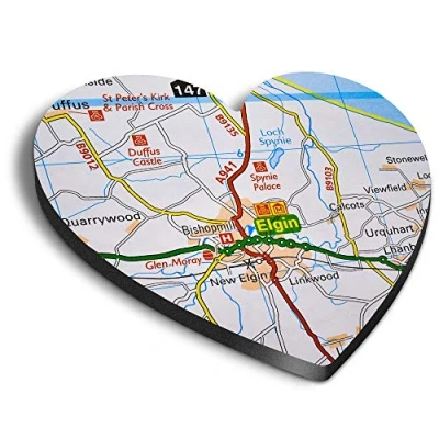 Image of 1 x Heart MDF Magnets Elgin Travel Scotland Map UK GB 44953