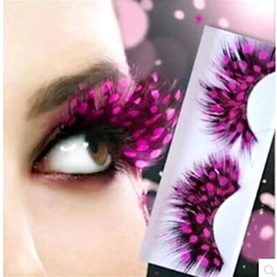 Image of Dorisue Feather Eyelashes Pink With Peacock Butterfly Long Halloween Custome Barbie