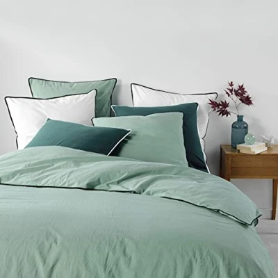 Image of Douceur d&#039;Intérieur, 3 Piece Bed Linen Set (240 x 220 cm) Sage 100% Cotton
