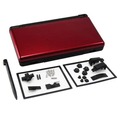 Image of OSTENT Full Repair Parts Replacement Housing Shell Case Kit Compatible for Nintendo DS Lite NDSL (Red and Black)