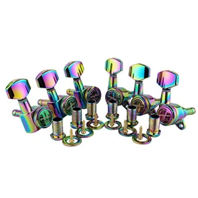 Image of Guyker Guitar Locking Tuners (6 for Right) 1:18 Lock String Tuning Key Pegs Machine Head Replacement ST TL SG LP Style Electric, Folk or Acoustic Guitars Chameleon Rainbow