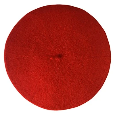 Image of Central Chic Women&#039;s Plain Beret Hat 100% Wool French Red