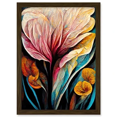 Image of Doppelganger33 LTD Abstract Tropical Floral Bloom Acrylic Flower Artwork Framed A3 Wall Art Print