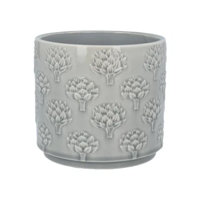 Image of Gisela Graham Grey Artichoke Plant Pot Cover Small