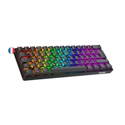 Image of Geeky GK61 60% Hot Swappable Mechanical Gaming Keyboard 62 Keys Multi Color RGB LED Backlit for PC/Mac Gamer ISO FR AZERTY French Layout (Black, Speed Yellow)