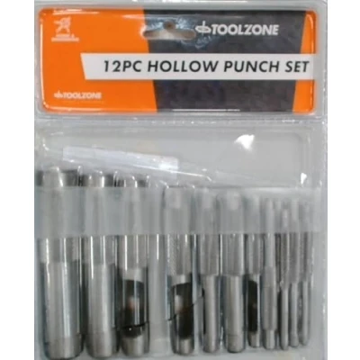 Image of toolzone PN104 3 19 mm Leather/Rubber/Card/Gaskets/Plastic/Paper Hollow Hole Punches Black (12 Piece)