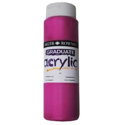 Image of Daler Rowney Graduate Acrylic Paint, Plastic Bottle, 16.91oz 500 ml, Permant Rose