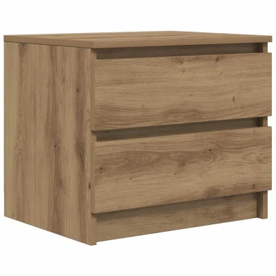 Image of vidaXL bedside cabinet nightstand engineered wood artisan oak, modern design with 2 drawers, versatile use for bedroom, living room, or study, 50x40x43.5 cm