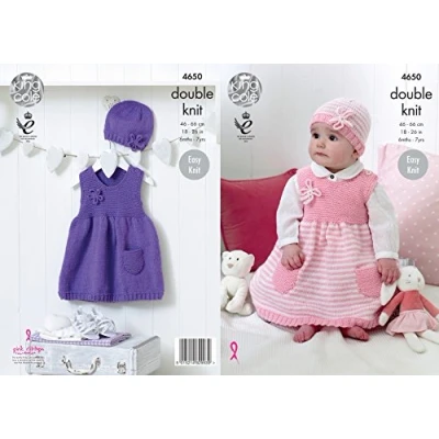 Image of King Cole Baby Dresses &amp; Hats Cherished Knitting Pattern 4650 DK