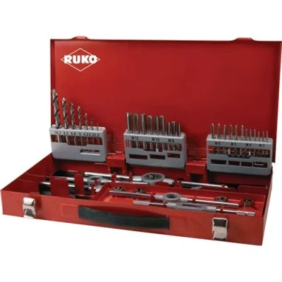 Image of RUKO HSS Thread Cutting Tool Set Steel Case, Bright Finish, 44 Pieces, R245030