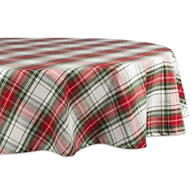 Image of DII Holiday Dining Table &amp; Kitchen Décor, Cotton, Red, Green White, Christmas Tablecloth, 70&quot; Round