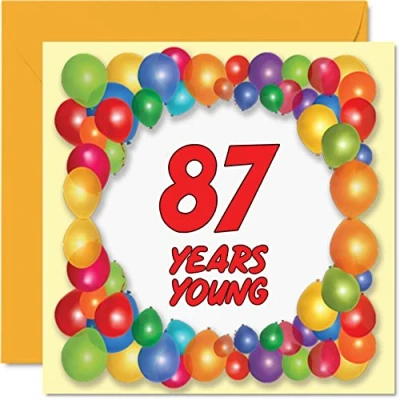 Image of Fun 87th Birthday Cards for Men Woman Years Young Happy Card Dad Gran Great Grandad Grandpa Auntie Grandma Mum Uncle Nanny, 145mm x Greeting Cards,