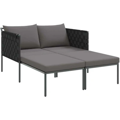 Image of vidaXL Sunbed with Cushions 2 Person Anthracite 115x153x69,5 cm Steel