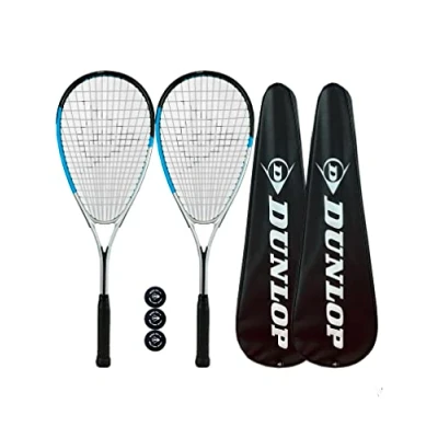 Image of Dunlop Hyper Lite Nano Squash Racket Twin Pack, inc Full Protective Covers &amp; 3 Balls
