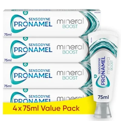 Image of Sensodyne Pronamel Toothpaste Mineral Boost, Multipack for Acid Weakened Enamel Repair, Refreshing Peppermint, 4 x 75 ml