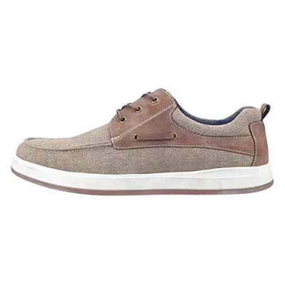 Image of Hush Puppies Men Aiden Boat Shoes, Green (Khaki Khaki), 6 UK