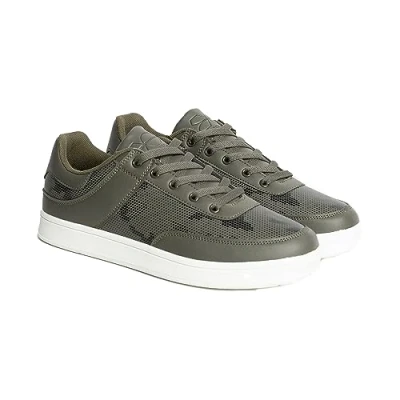 Image of Crosshatch Men Trainers Lace up Casual Flat Camo Gym Sneakers Shoes UK Size 8 Olive