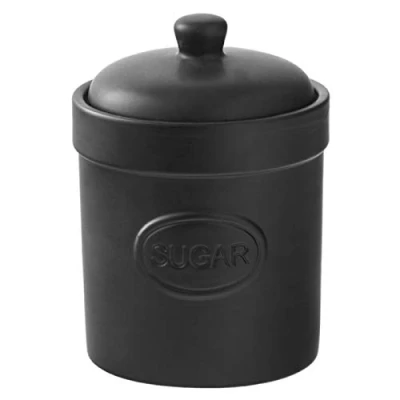 Image of BIA Sugar Canister Matte Black Storage Jar Stoneware Kitchen &amp; Organisation Available in White and