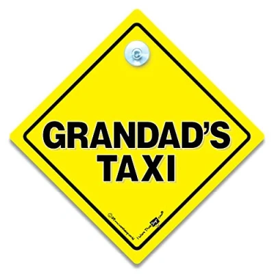 Image of Grandad&#039;s Taxi Sign Pink Taxi, Car Sign, London Black Cab For Grandads, Elderly Driver 14cm x