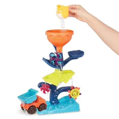 Image of B. toys by Battat Owl About Waterfalls Water Wheel Sand and Sifting Tunnel for Kids 18 m+