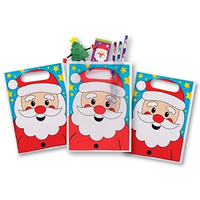 Image of Baker Ross AX587 Santa Party Bags Pack of 30, Bulk Loot for Christmas Gifts, Sweets and Favours