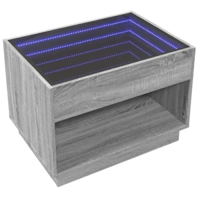 Image of vidaXL Coffee Table with Infinity LED Grey Sonoma 70x50x50 cm