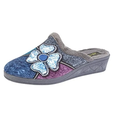 Image of Sleepers WOMENS WEDGE MULE SLIPPERS SIZE, Blue Multi, 5 UK