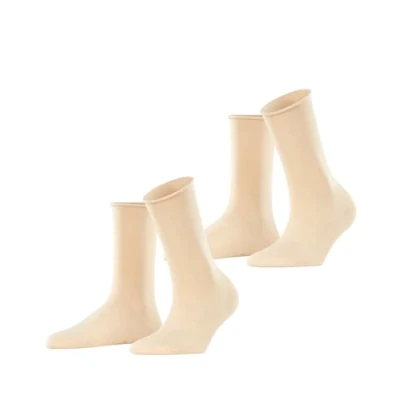 Image of ESPRIT Women&#039;s Basic Pure 2 Pack W SO Cotton Plain Pairs Socks, Beige (Cream 4011), 5.5 8